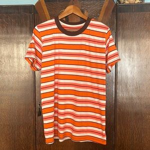 Big Bud Press 70s Striped Shirt, pink, orange, brown, size L